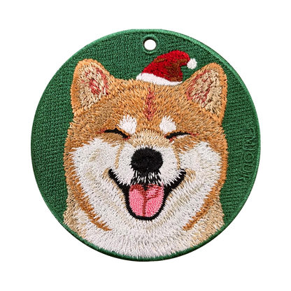 Double-sided embroidery pendant-Christmas Chai Dog