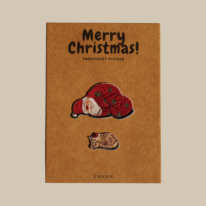 Embroidery Sticker Small Card-Christmas Lazy