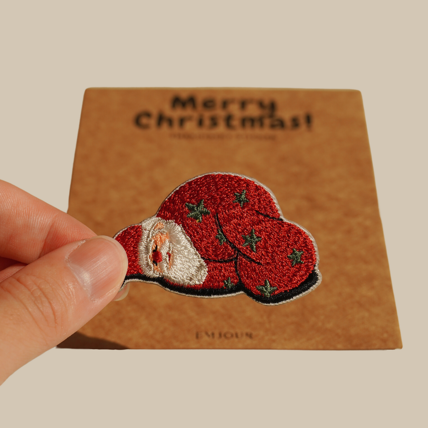 刺繡貼紙小卡片 - 聖誕懶人
