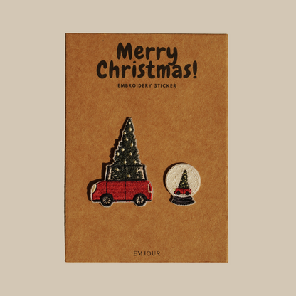 Embroidery sticker small card-Christmas car car