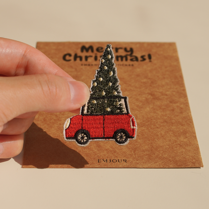 Embroidery sticker small card-Christmas car car
