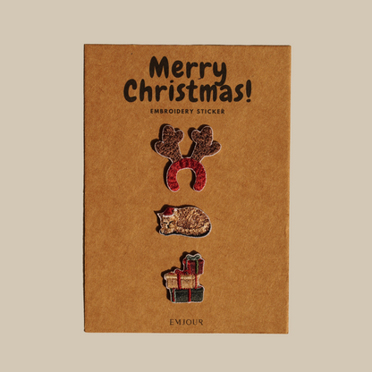 刺繡貼紙小卡片 - 聖誕快樂
