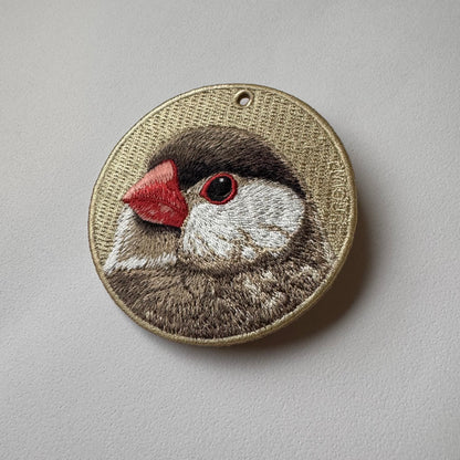 雙面刺繡吊飾 - 文鳥