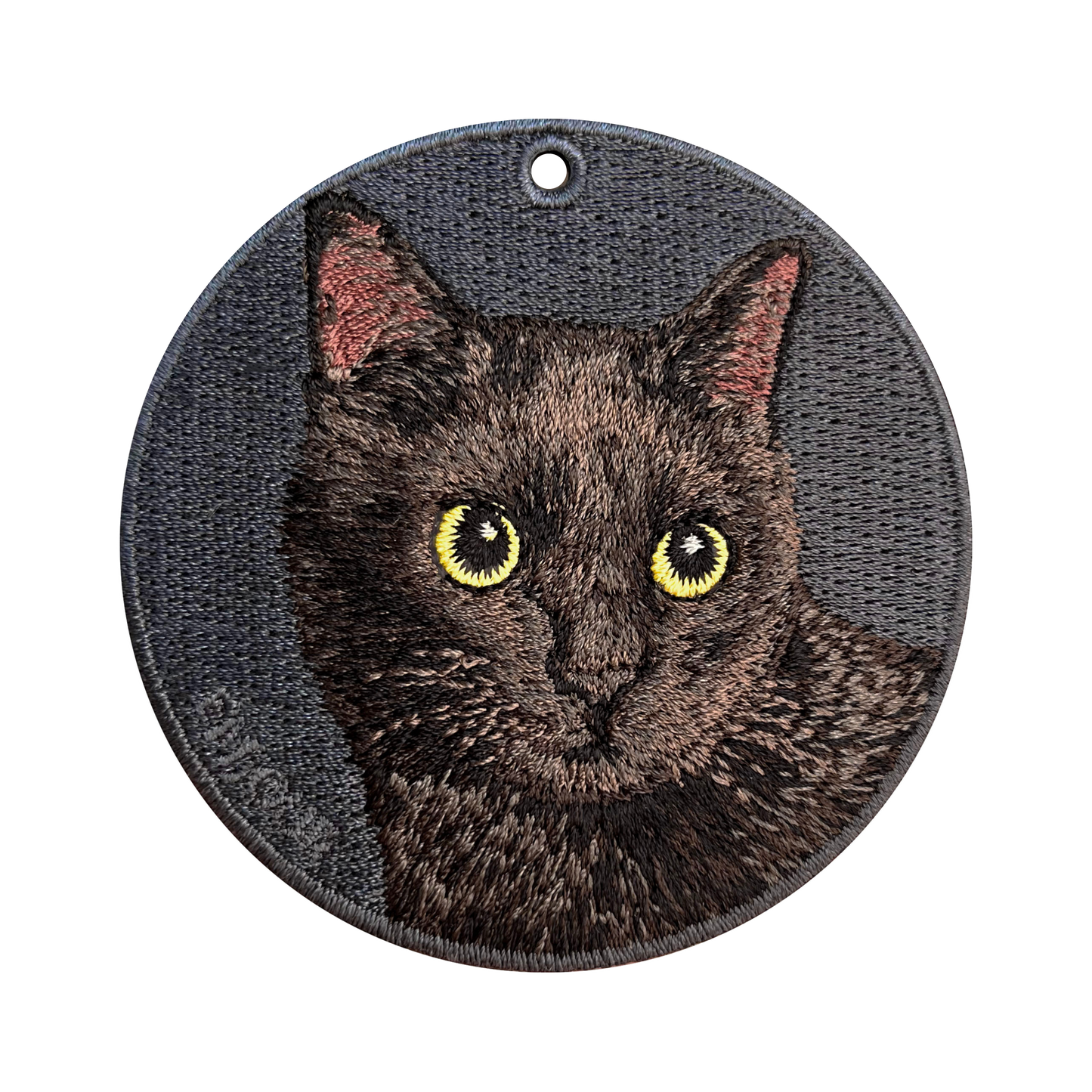Reversible Embroidered Charm - Black Cat