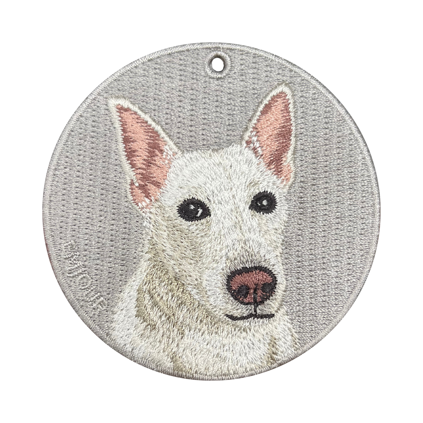 Double-sided embroidery pendant-white dog