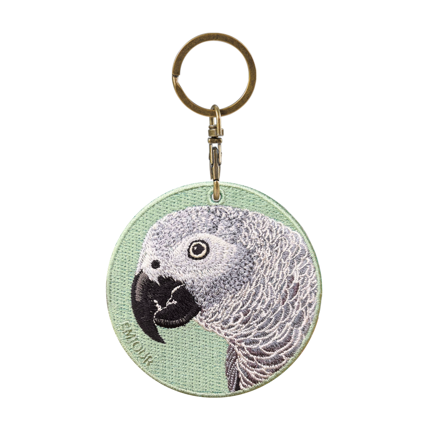 Double-sided embroidery pendant-African gray parrot
