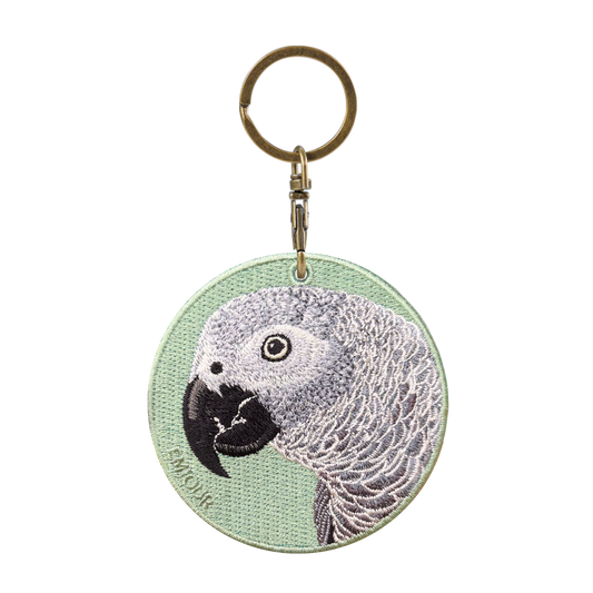 Double-sided embroidery pendant-African gray parrot