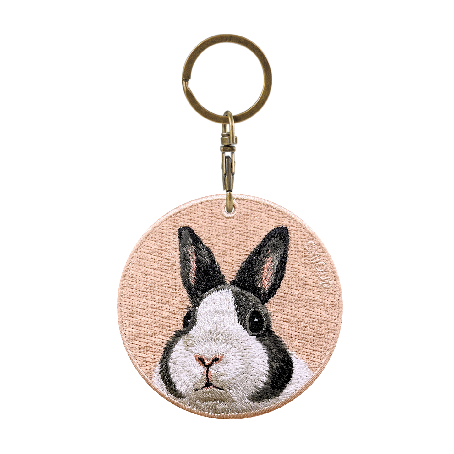 雙面刺繡吊飾 - 黑白道奇兔(兔子)