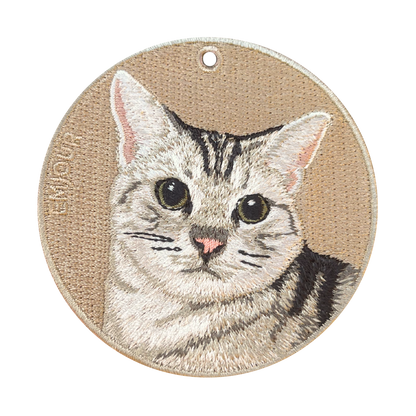 Double-sided embroidered pendant-size American short-haired cat (limited)