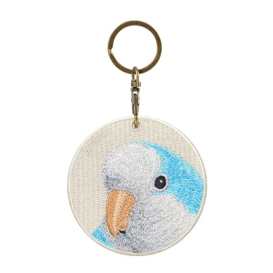 Double-sided embroidery pendant-blue monk parrot