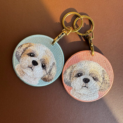 雙面刺繡吊飾 - 西施犬