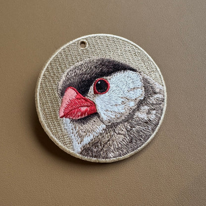 雙面刺繡吊飾 - 文鳥