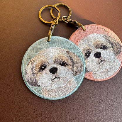 雙面刺繡吊飾 - 西施犬