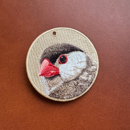 雙面刺繡吊飾 - 文鳥