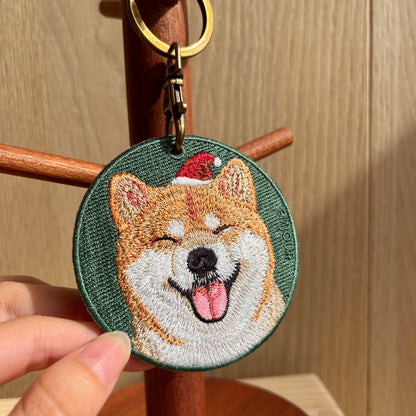 Double-sided embroidery pendant-Christmas Chai Dog