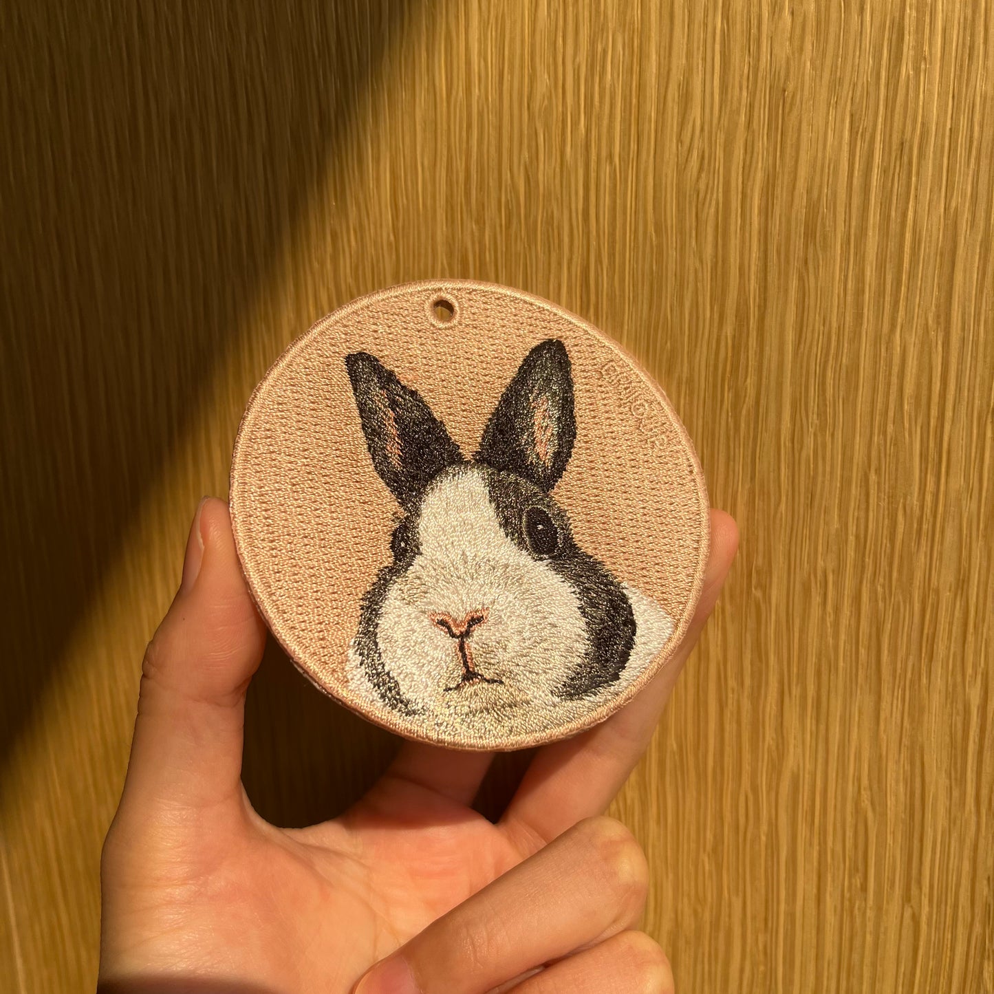 Double-sided embroidery pendant-black and white dodger rabbit (rabbit)