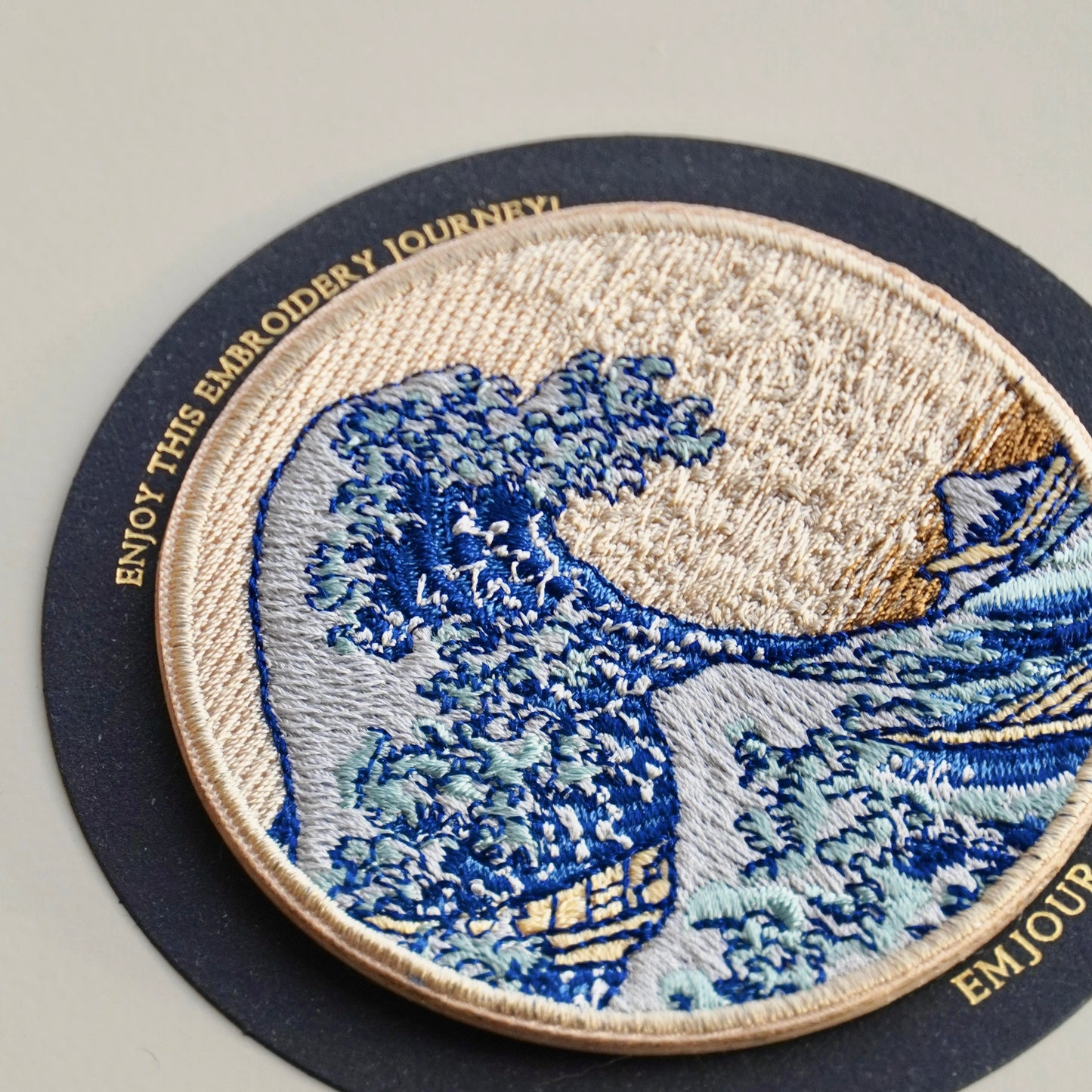 刺繡貼紙卡片 - 神奈川沖浪裏