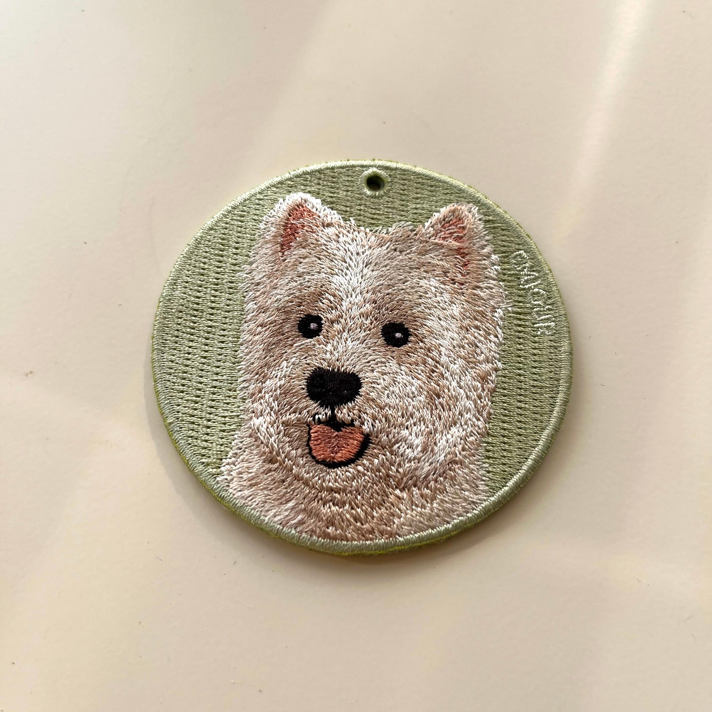 Double-sided embroidery pendant-West Highland White Stem