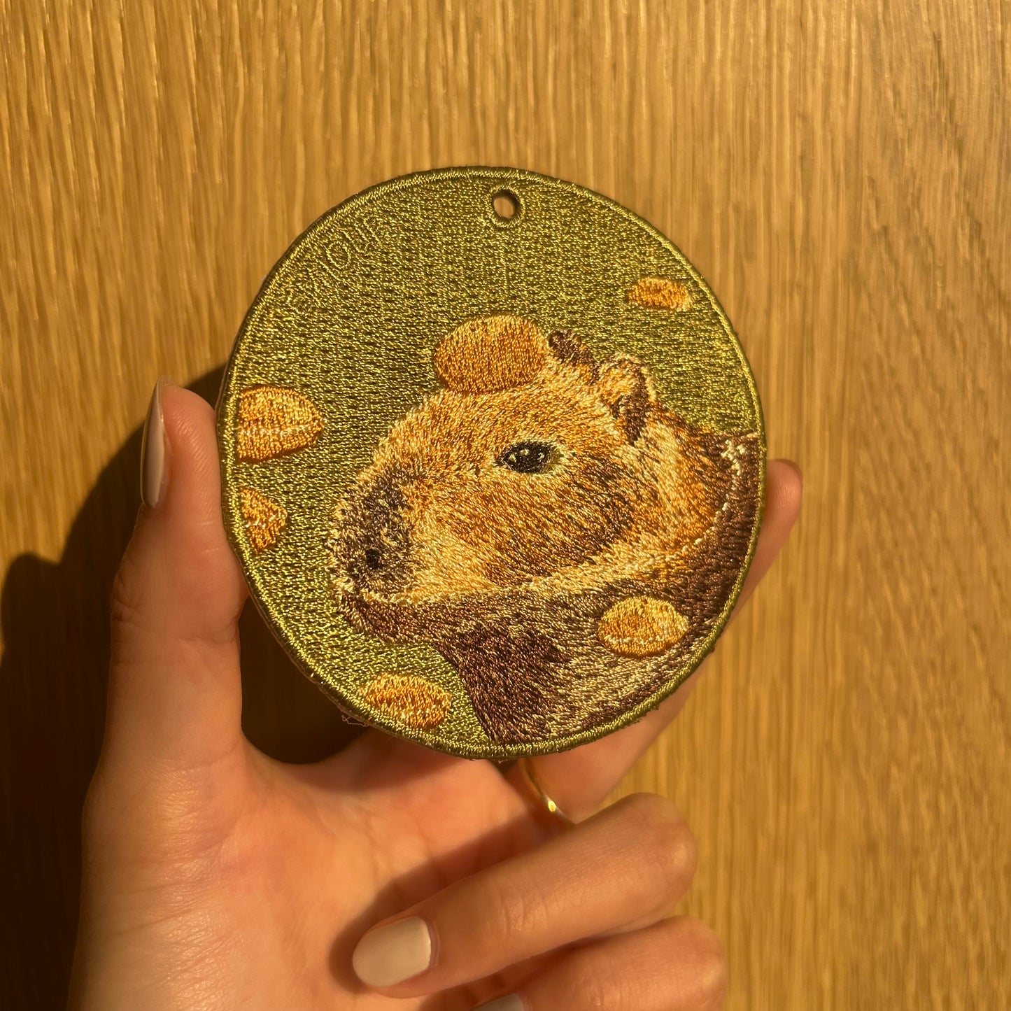 Double-sided embroidery pendant-capybara