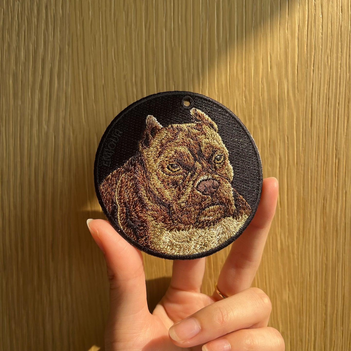 Double-sided embroidered pendant-American bully dog