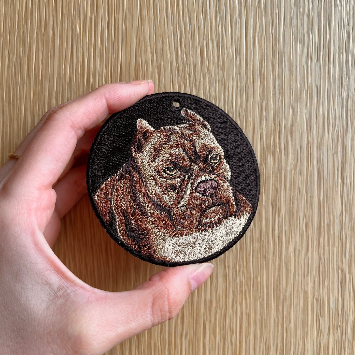 Double-sided embroidered pendant-American bully dog