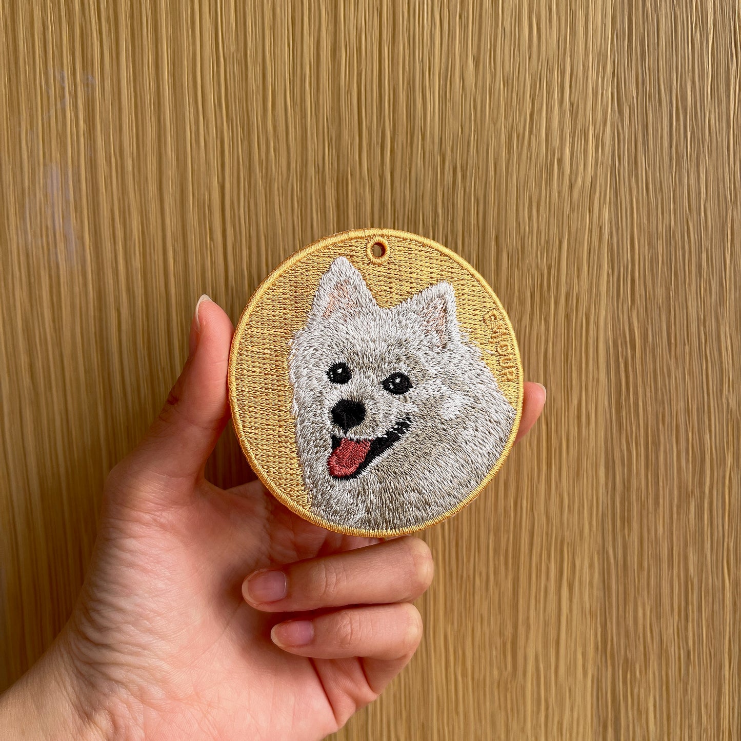 Double-sided embroidery pendant-fox dog