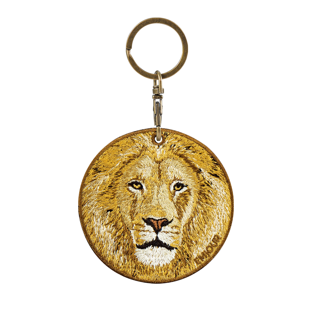 Reversible Embroidered Charm - Front Face Lion