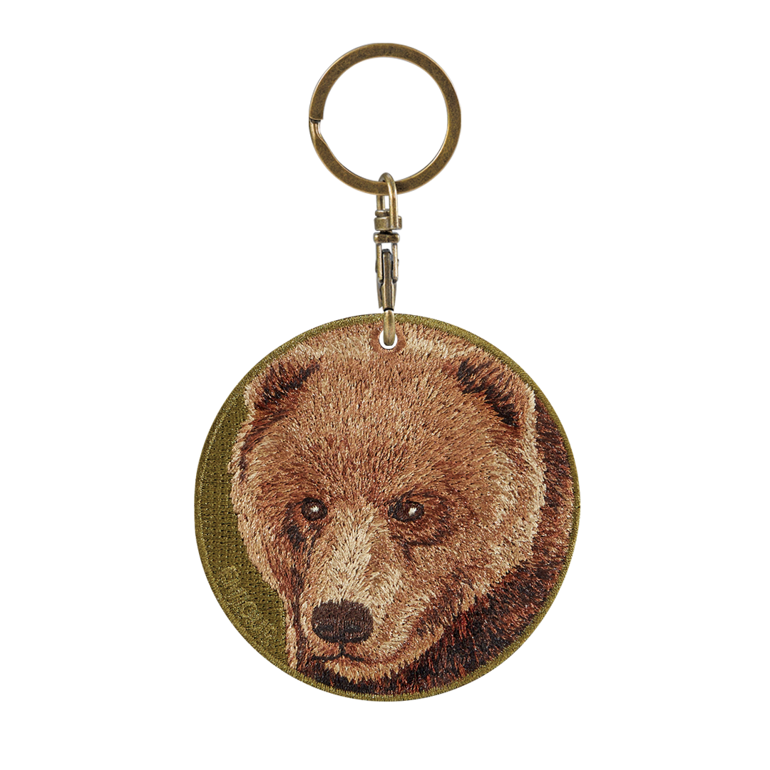Reversible Embroidered Charm - Brown Bear