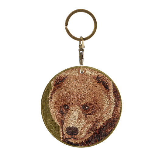 Reversible Embroidered Charm - Brown Bear