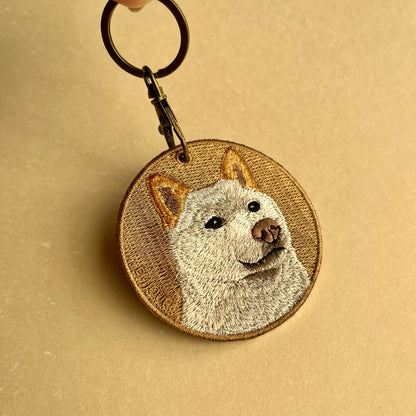 Reversible Embroidered Charm - Shiba Inu