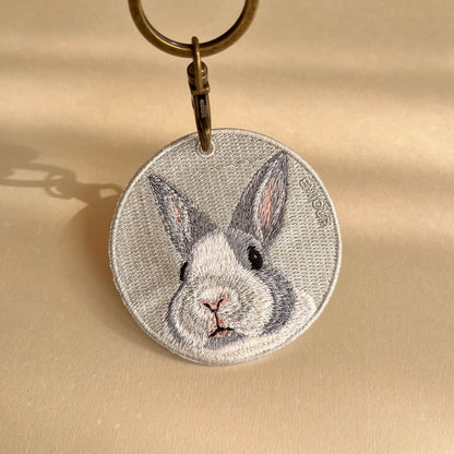 Reversible Embroidered Charm - Rabbit