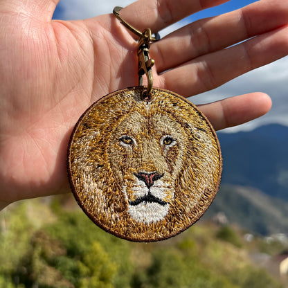 Reversible Embroidered Charm - Front Face Lion