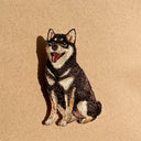 刺繡貼紙 - 黑柴犬