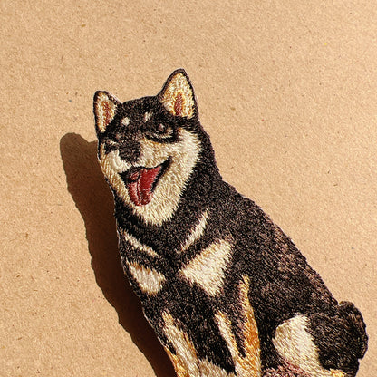 刺繡貼紙 - 黑柴犬